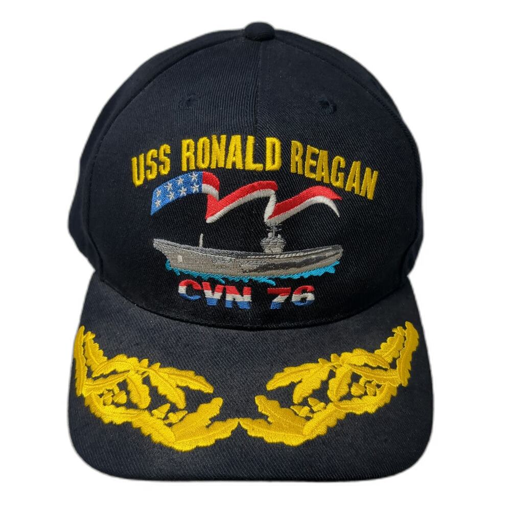 Navy Command Caps Snapback Blue One Size USS Ronald Reagan CVN 76 Oak Leaf Hat